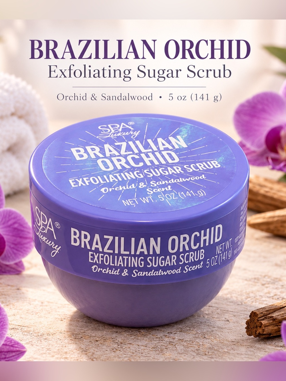 Brazilian Orchid Exfoliating Sugar Scrub -Orchid & Sandalwood Scent